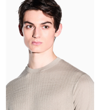 A|X Armani Exchange Ribbed Tricot beige T-shirt