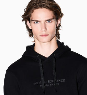 A|X Armani Exchange Sweat à capuche basique en coton noir