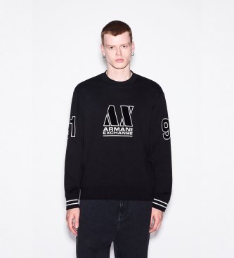 A|X Armani Exchange Sudadera de felpa de rizo corte regular negro