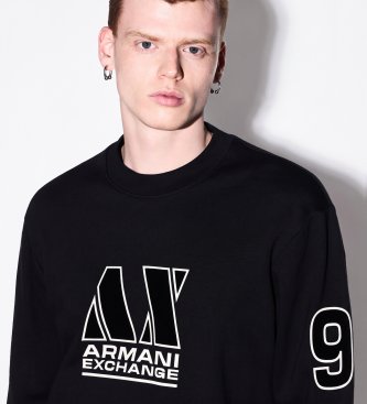 A|X Armani Exchange Sudadera de felpa de rizo corte regular negro