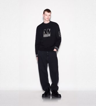 A|X Armani Exchange Sudadera de felpa de rizo corte regular negro