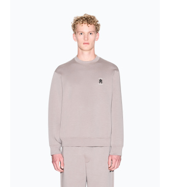 A|X Armani Exchange Bluza z okr?g?ym dekoltem z logo taupe