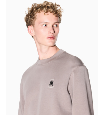 A|X Armani Exchange Bluza z okr?g?ym dekoltem z logo taupe