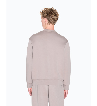 A|X Armani Exchange Bluza z okr?g?ym dekoltem z logo taupe