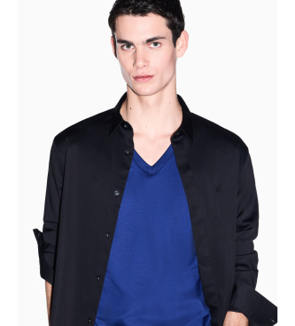 A|X Armani Exchange T-shirt bleu � col en V