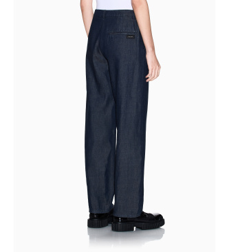 A|X Armani Exchange Pantaloni in tessuto chambray blu marino