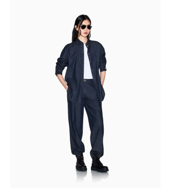 A|X Armani Exchange Pantaloni in tessuto chambray blu marino