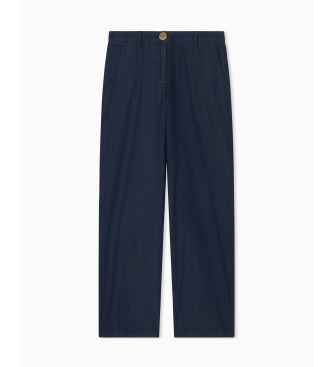 A|X Armani Exchange Pantaloni in tessuto chambray blu marino
