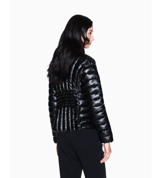A|X Armani Exchange Quiltet jakke af genbrugt folie med sort metallisk effekt