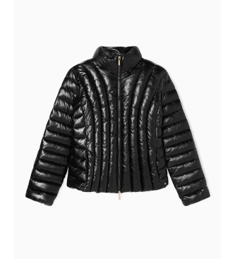 A|X Armani Exchange Quiltet jakke af genbrugt folie med sort metallisk effekt