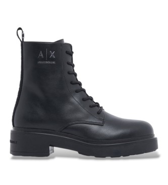 A|X Armani Exchange Stivaletti in pelle con lacci e cerniera laterale neri