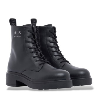 A|X Armani Exchange Stivaletti in pelle con lacci e cerniera laterale neri