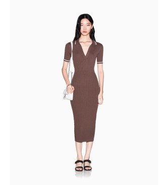 A|X Armani Exchange Brown midi polo dress