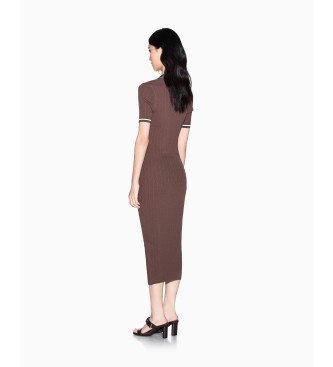 A|X Armani Exchange Brown midi polo dress