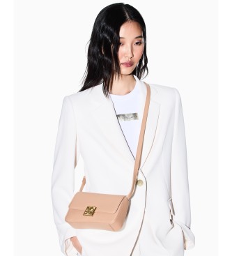 A|X Armani Exchange Textured crossbody bag with flap closure and beige logo