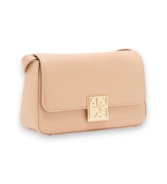 A|X Armani Exchange Textured crossbody bag with flap closure and beige logo