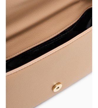A|X Armani Exchange Textured crossbody bag with flap closure and beige logo