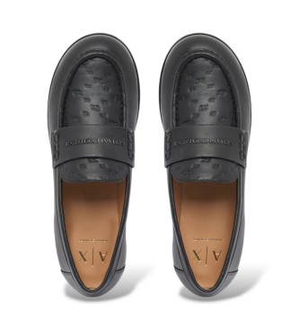 A|X Armani Exchange Klasični mokasini s črnim reliefnim motivom