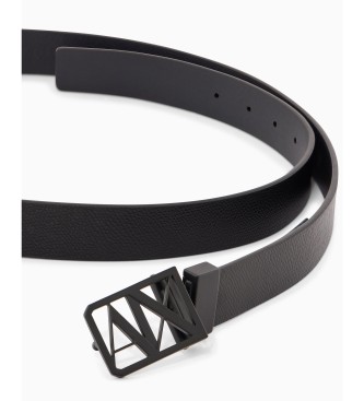 A|X Armani Exchange Black Logo Reversible Belt