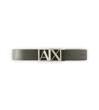 A|X Armani Exchange Brown smooth leather belt with logo buckle