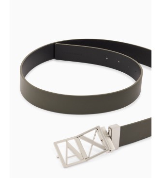 A|X Armani Exchange Brown smooth leather belt with logo buckle