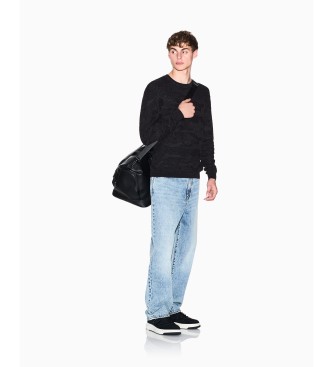 A|X Armani Exchange Schwarzer merzerisierter Feinstrick-Pullover