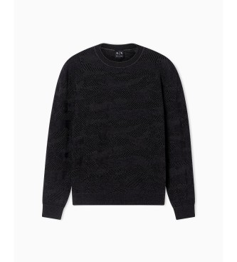 A|X Armani Exchange Schwarzer merzerisierter Feinstrick-Pullover