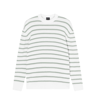 A|X Armani Exchange Off-white and green crew neck sweater