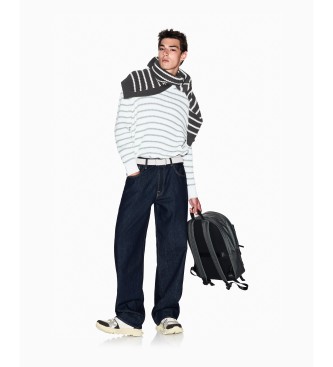 A|X Armani Exchange Off-white and green crew neck sweater