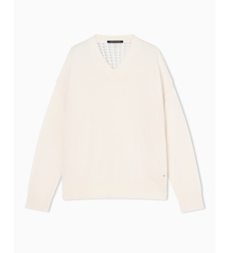 A|X Armani Exchange Maglione bianco con scollo a V