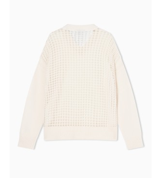 A|X Armani Exchange Maglione bianco con scollo a V