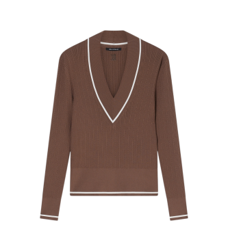 A|X Armani Exchange Maglione marrone con scollo a V