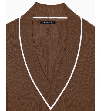 A|X Armani Exchange Maglione marrone con scollo a V