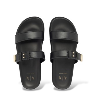 A|X Armani Exchange Zwarte Sabot Sandalen