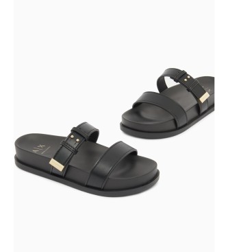 A|X Armani Exchange Zwarte Sabot Sandalen