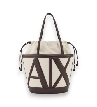 A|X Armani Exchange Minimalist Canvas beige bag