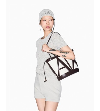 A|X Armani Exchange Minimalist Canvas beige bag