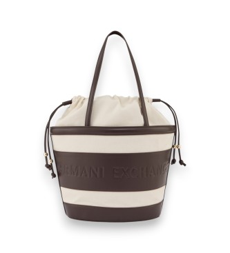 A|X Armani Exchange Minimalist Canvas beige bag