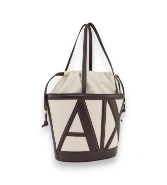 A|X Armani Exchange Minimalist Canvas beige bag