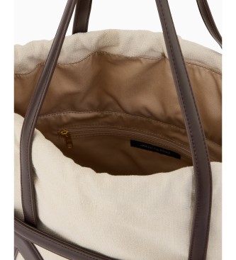 A|X Armani Exchange Minimalist Canvas beige bag