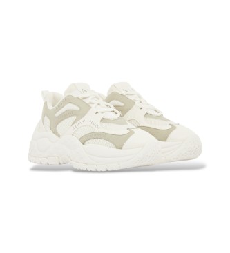 A|X Armani Exchange White mesh sneakers with thick rubber sole