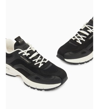 A|X Armani Exchange Sneakers in rete con microcamoscio nero