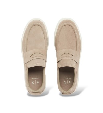 A|X Armani Exchange Sneakers slip-on in camoscio con linguetta beige