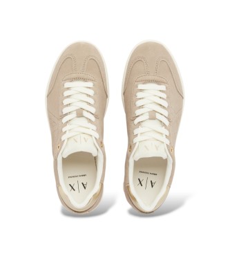 A|X Armani Exchange Leder-Sneakers Elegantes Beige