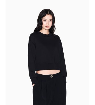 A|X Armani Exchange Sweat-shirt en coton stretch laminé noir