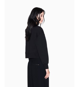 A|X Armani Exchange Sweat-shirt en coton stretch laminé noir