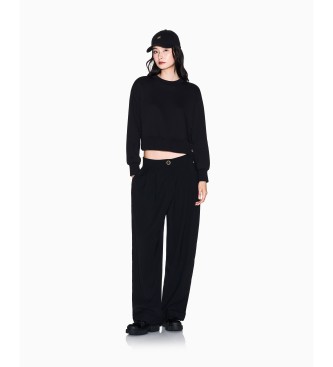 A|X Armani Exchange Sweat-shirt en coton stretch laminé noir