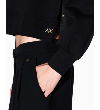 A|X Armani Exchange Sweat-shirt en coton stretch laminé noir