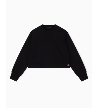 A|X Armani Exchange Sweat-shirt en coton stretch laminé noir