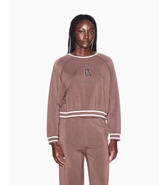 A|X Armani Exchange Felpa marrone con taglio raglan